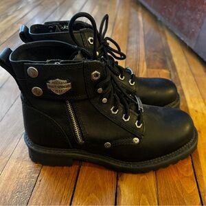 Harley-Davidson Black Leather Combat Boots